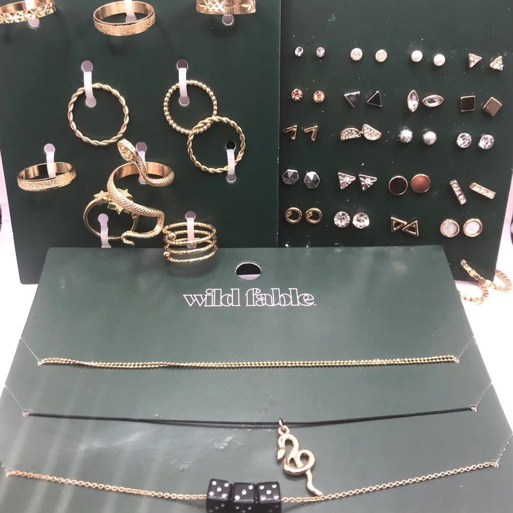 Wild Fable Gold and Silver Earring, Necklace and Ring Jewelry Bundle
